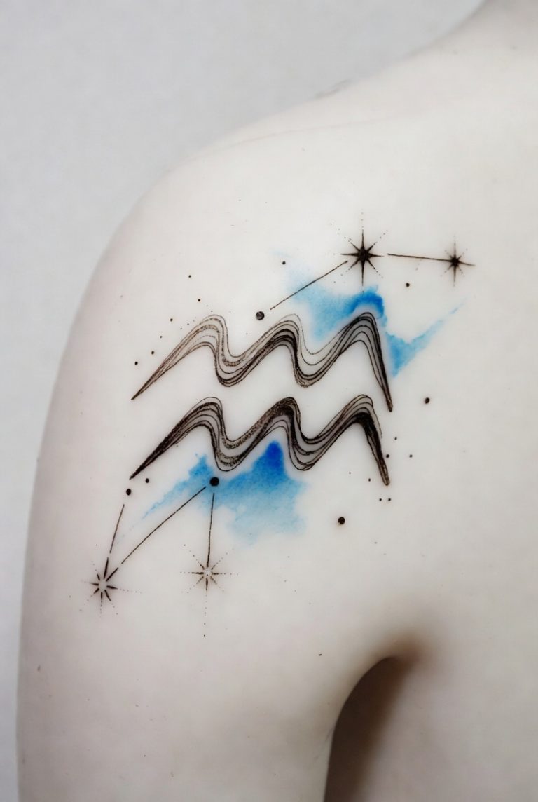 Aquarius tattoo idea constellation on a shoulder